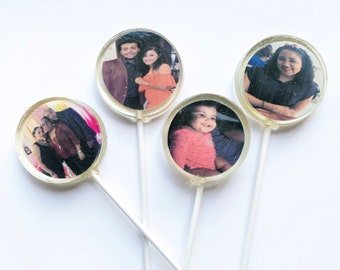 Customize photo lollipops, Edible Images, Selfie Photos Lollipops,  100% Edible Picture hard candy treat, Personalize  lollipops SET OF 6