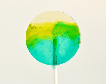 Green and turquoise ombre lollipops, wedding favors, gradient green lollipops, birthday favors, SET OF 6