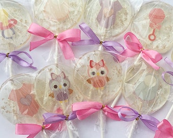 Baby shower Lollipops Party Favors, Hard candy treats. baby shower lollipops, baby shower suckers, it's a girl  favors. SET OF 6