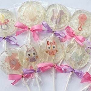 Baby shower Lollipops Party Favors, Hard candy treats. baby shower lollipops, baby shower suckers, it&#39;s a girl  favors. SET OF 6