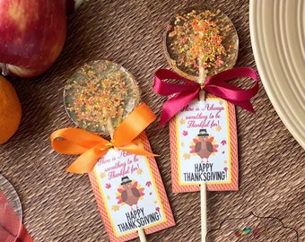 Thanksgiving favors, thanksgiving lollipops, Give thanks favors, personalized thanksgiving treats, Thanksgiving candy, turkey day -SET OF 6.