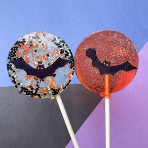Halloween Bat lollipops party favors, Bat themed lollipops, halloween birthday, Halloween party, halloween treats, bat candy, SET OF 6 image 1