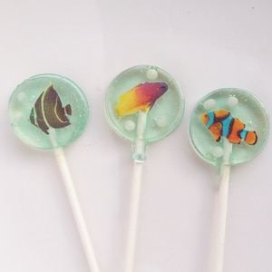 Fish Inspired  Lollipops Party Favors, little fishes Hard candy treats. Fish suckers, Little fishes  favors SET OF 6