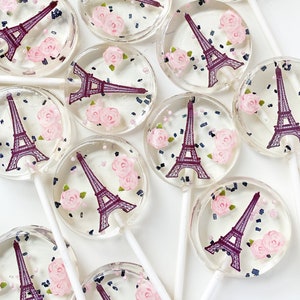 Eiffel Tower lollipop favors, Eiffel tower baby shower handouts, Eiffel tower theme candy, fashion Paris treats, paris wedding - SET OF 6