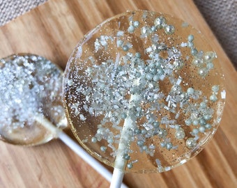 Silver lollipops, sparkle wedding favors, silver bridal shower favors, sparkle lollipops, Christmas gifts, Christmas candy-SET OF 6