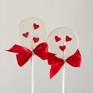 Heart sprinkles Valentine's Day Lollipops, Love hard candy party favors, valentines candy, valentines gifts, valentines present-SET OF 6 image 1