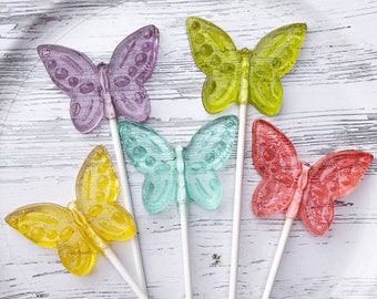 Butterfly shaped lollipops favors, butterfly shaped party suckers, fairy inspired lollipops, Spring favors, Easter treats, SET OF 10