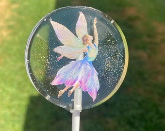 Fairy lollipops, fairy birthday favors, fairy godmother treats, magical birthday treats, enchanted forest favors, fairy suckers-SET OF 6