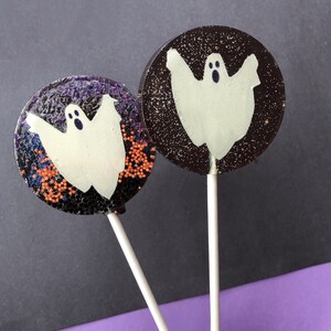 Ghosts lollipops party favors, spooky themed lollipops, halloween birthday, Halloween party, boo halloween treats, ghosts candy, SET OF 6 image 1