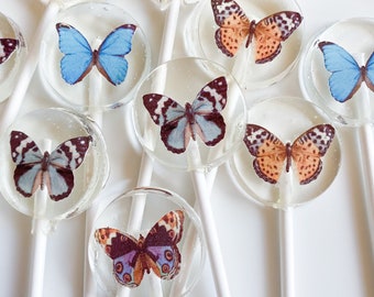 Spring Butterfly Lollipops, Hard Candy favors, butterfly candy, spring party favors, butterfly favors, spring lollipops- SET OF 8