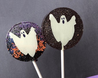 Ghosts lollipops party favors, spooky themed lollipops, halloween birthday, Halloween party, boo halloween treats, ghosts candy, SET OF 6