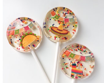 Taco about fiesta lollipop favors, cinco de mayo suckers, taco Tuesday party favors, mexican fiesta party treats, taco party candy, SET OF 6