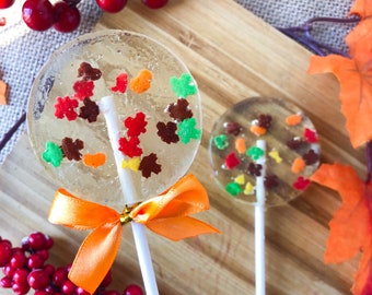 Fall leaves lollipops, Thanksgiving party favors, maple leaf candy lollipops, fall leaves favors, maple leaf lollipops - SET OF 6.