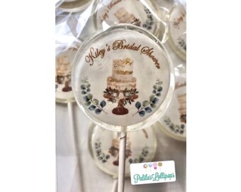 Wedding cake lollipop favors, wedding cake themed bridal shower confections, wedding candy table treats, Bridal shower cake suckers-SET OF 6