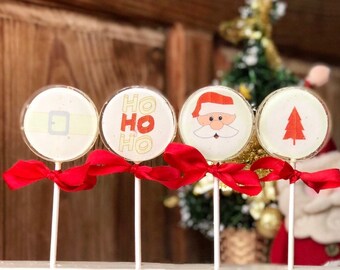 Santa Claus Lollipop favors, Papa Noel candy, Christmas candy Lollipops, party favors, holidays personalized favors, Santa candy -SET OF 8