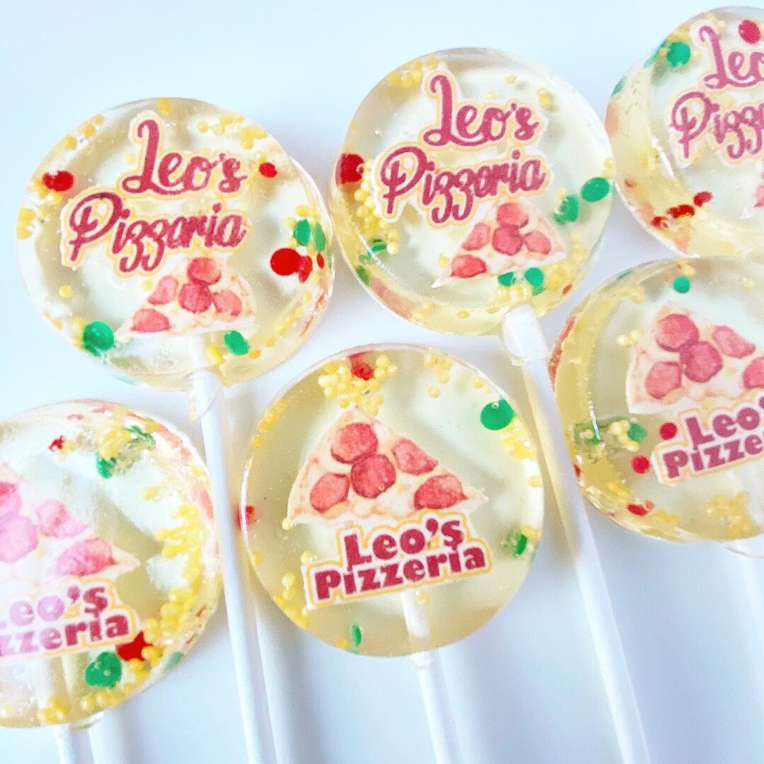 Pizza Inspired Lollipops, Pepperoni Pizza Suckers, Pizza Candy Favors