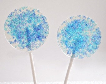 Blue Frozen inspired Lollipops, baby shower favor lollipops, hard candy lollipops, party favors lollipops, light blue candy, SET OF 6