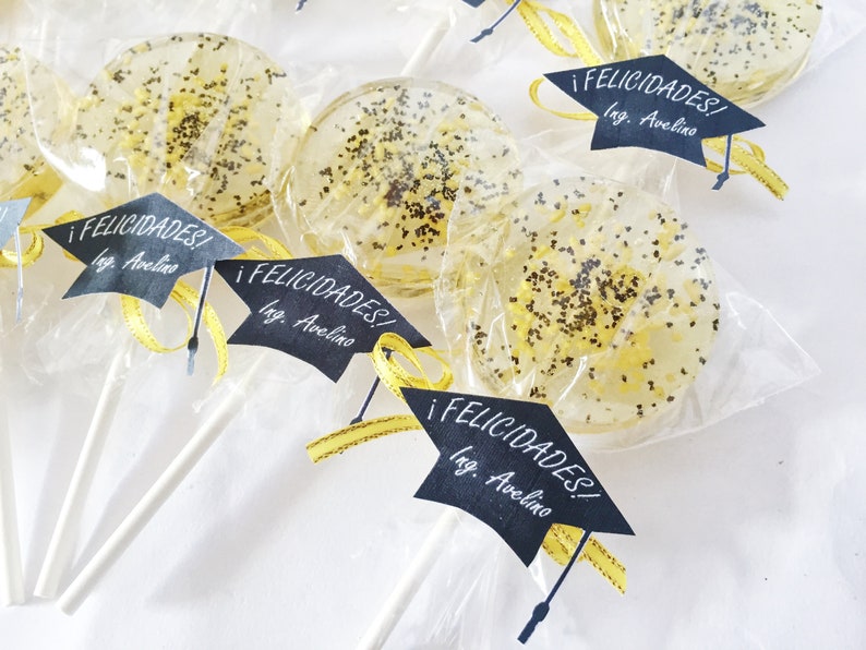 Yellow and Black Sprinkles Customize Graduation Lollipops With Etsy
