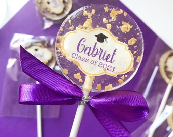 Customize purple Graduation Lollipop Favors, Graduation party favors, Graduation gift, Personalized graduation, grad favors, SET OF 6