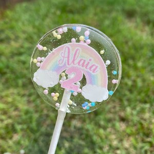 Pastel Rainbow Lollipops, pastel rainbow birthday party favors, rainbow cloud baby shower suckers,  customize rainbow party treats -SET OF 6