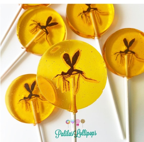 Mosquito in Amber Party Favors Mosquito Fossil Lollipops