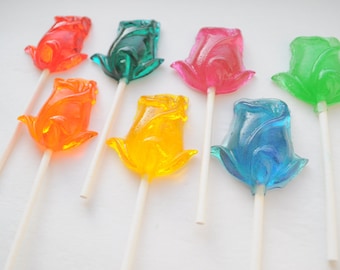 Rainbow Flower shaped lollipops, Rainbow Spring Flowers Lollipops, Multicolor flower shaped suckers, SET OF 8