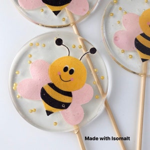 Pink wings Honey bee lollipops Favors, pink Bumble bee Treats, pink Honey bee suckers, Bumble bee party favors, bee suckers, SET OF 6