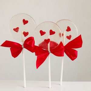 Heart sprinkles Valentine's Day Lollipops, Love hard candy party favors, valentines candy, valentines gifts, valentines present-SET OF 6 image 3