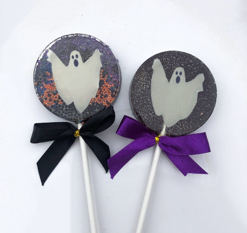 Ghosts lollipops party favors, spooky themed lollipops, halloween birthday, Halloween party, boo halloween treats, ghosts candy, SET OF 6 image 4