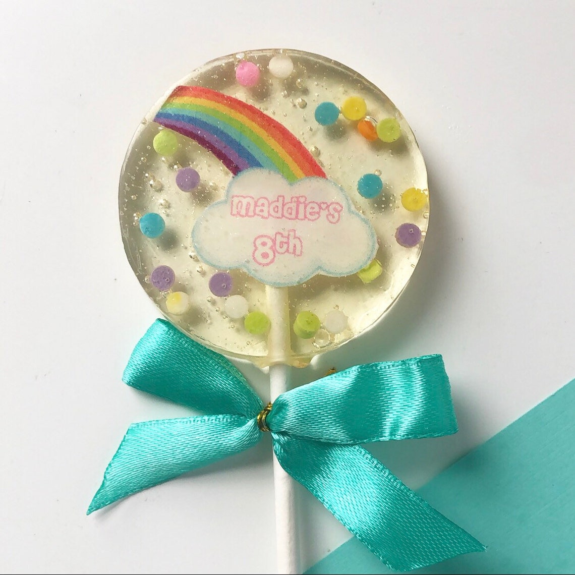 Rainbow Personalized Lollipop Favors Rainbow Birthday Party Etsy