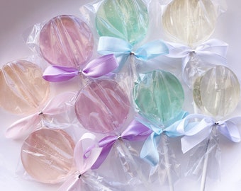 Pastel color Lollipops, light color customized  lollipops, hard candy lollipops, party favors lollipops, SET OF 8