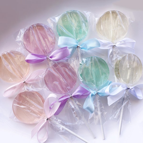 Pastel color Lollipops, light color customized  lollipops, hard candy lollipops, party favors lollipops, SET OF 8