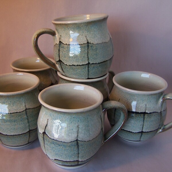 An order for Gae. -5 Coffee mugs  from Black and White glaze range. Stoneware Height 10 cm wheel thrown