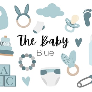 Baby Clipart, Blau Clipart, Neugeborene Baby, Baby Zubehör
