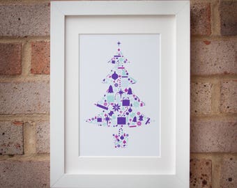 Christmas Tree - Jewelled Colours - Giclée Art Print