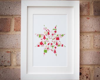 Snowflake - Traditional Colours - Giclée Art Print