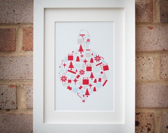 Christmas Bauble - Scandi Colours - Giclée Art Print