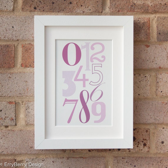 Numerals Muted Pink Giclée print Etsy
