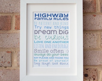 Family Rules, Personalised - Giclée print