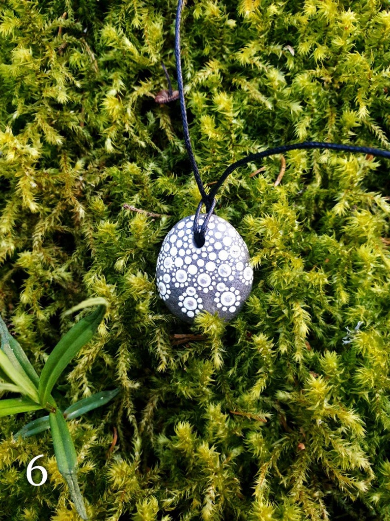 Hand painted boho style necklace Mandala stone necklace