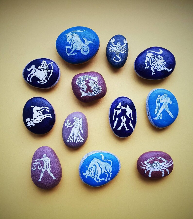 Zodiac Painted Stones, Zodiac Gift, Zodiac Signs, Stone