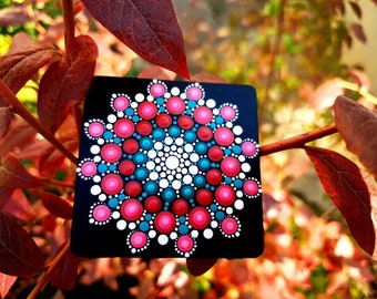 Mandala magnet, fridge magnet, hand painted Wooden magnet with Mandalas art, Dot Art, Refrigerator Magnet