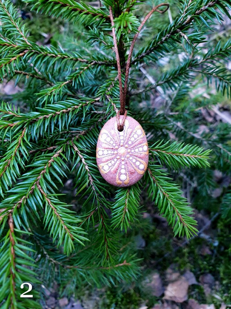 Hand painted boho style necklace Mandala stone necklace