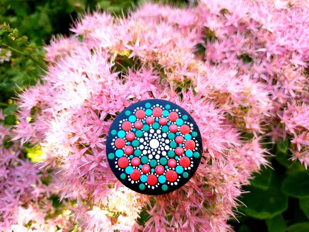 Mandala Art Handpainted Wooden Magnet main image 1