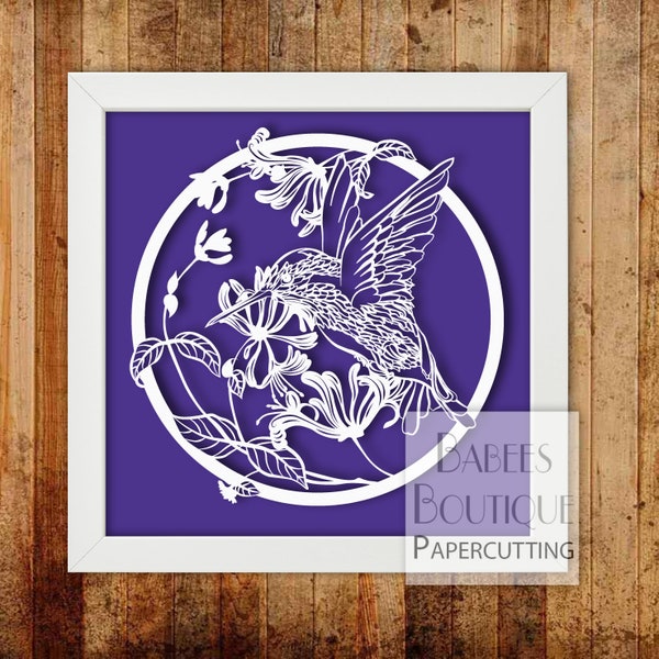 Hummingbird Papercutting Template | by Babees Boutique Papercutting | floral template | Personal & Commercial use