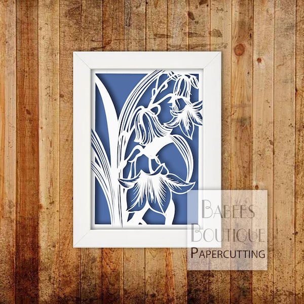 Bluebell Papercutting Template | by Babees Boutique Papercutting | floral template | Personal & Commercial use