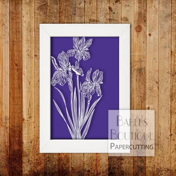 Iris Papercutting Template | by Babees Boutique Papercutting | floral template | Personal & Commercial use