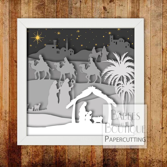 Download Nativity Scene Layered Papercutting Template Christmas Etsy