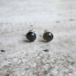 Black moonstone stud earrings , free gift wrap , June birthstone