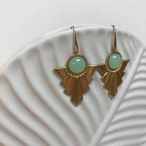 Opal art deco earrings , free gift wrap